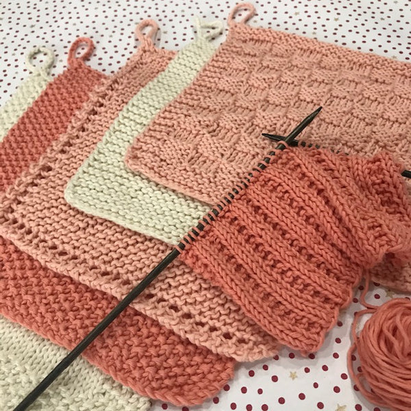 KIT : Cast Away Knitted Washcloth Collection sample in progress