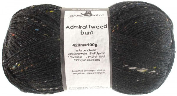 Schoppel-Wolle : Admiral Tweed Bunt : 880  Black