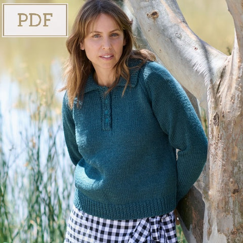 PDF PATTERN : Cleckheaton Midlands 12ply Henley Jumper
