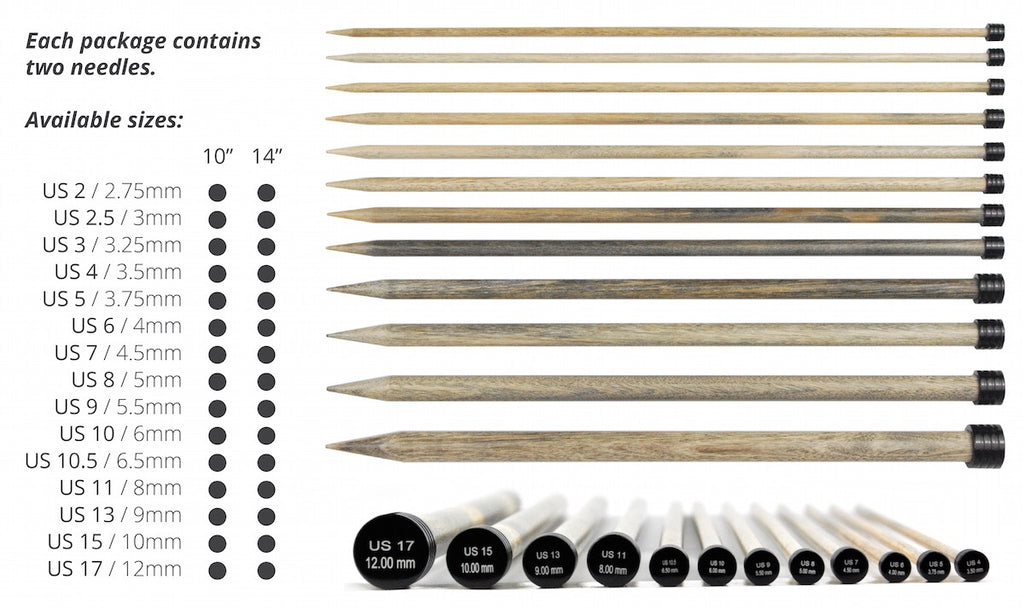 LYKKE : Driftwood Straight Knitting Needles