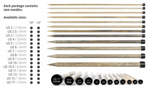 LYKKE : Driftwood straight knitting needles